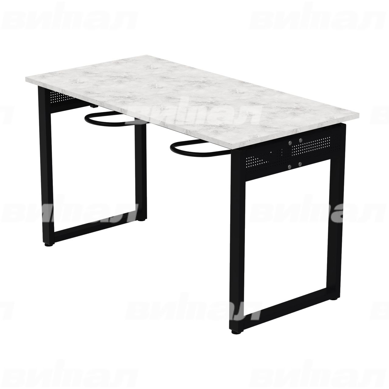 Стол обеденный 4-местный с универсальными кронштейнами «Фьюжн» черный  RAL9005 Венеция 5 Пластик прямоугольная