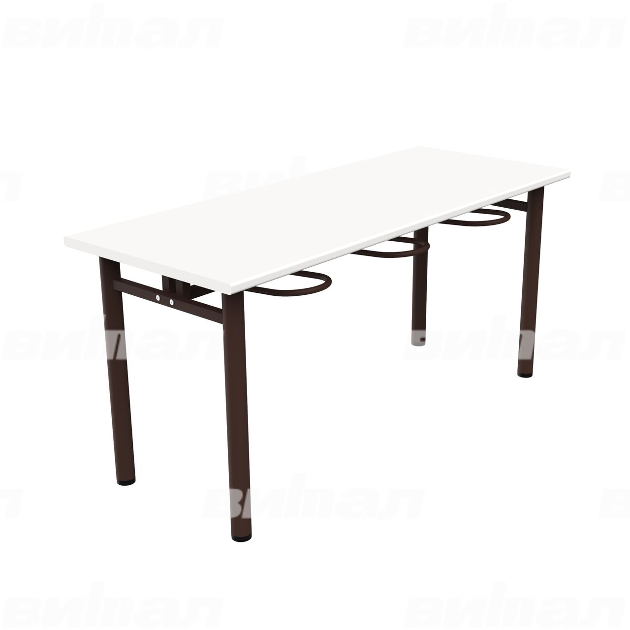 Стол обеденный шестиместный с универсальными кронштейнами коричневый RAL8017 Белый Пластик