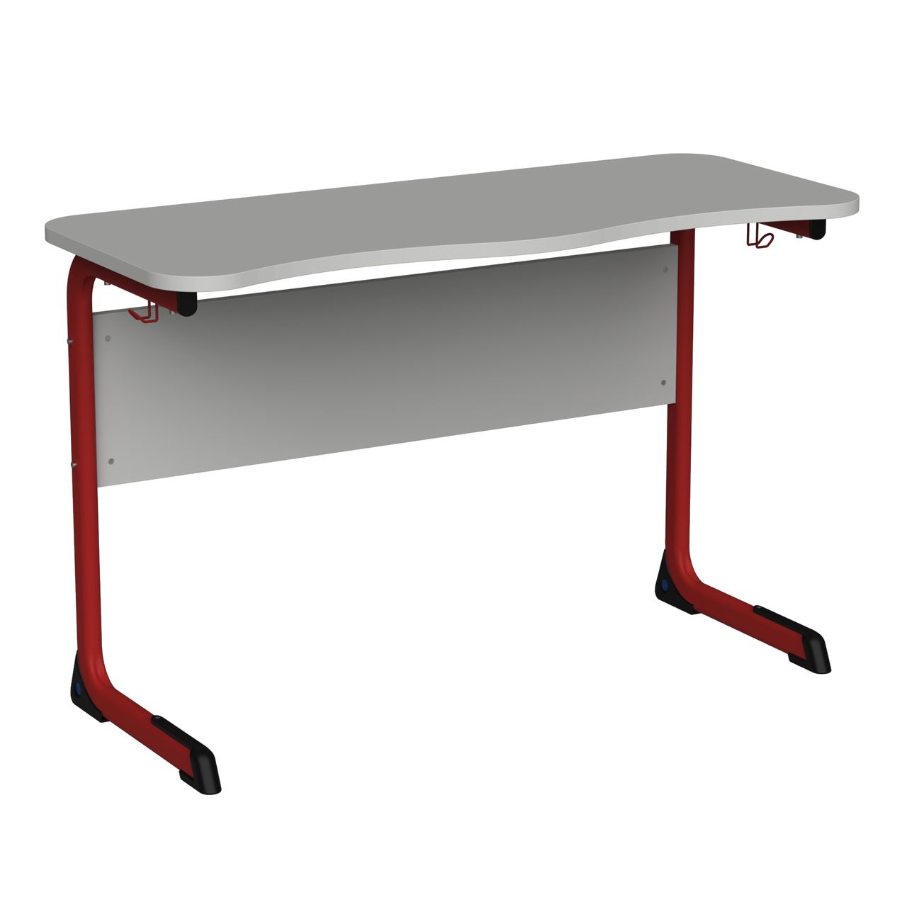 Стол ученический 2-местный нерегулируемый (Мод-ЭРГ) красный RAL3002 Серый 4 ЛДСП плоскоовальная