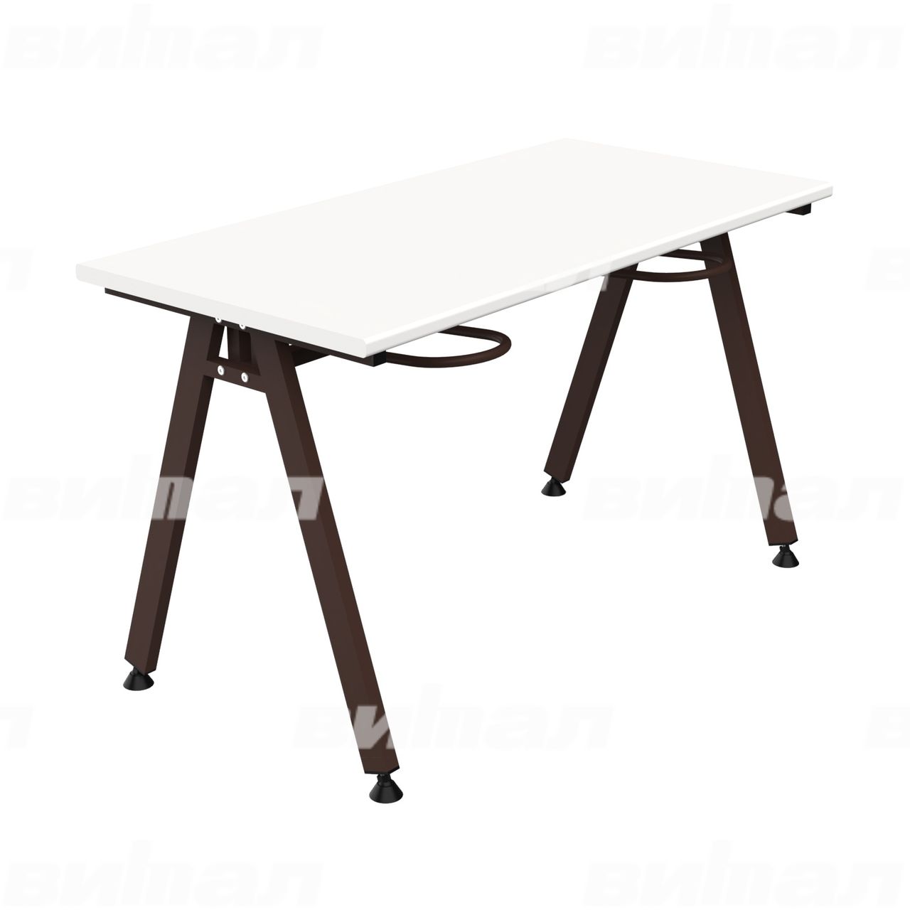 Стол обеденный 4-местный с универсальными кронштейнами «Л» коричневый RAL8017 Белый 6 Пластик прямоугольная
