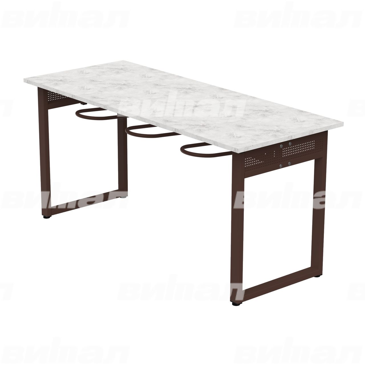 Стол обеденный 6-местный с универсальными кронштейнами «Фьюжн» коричневый RAL8017 Венеция 6 Пластик прямоугольная