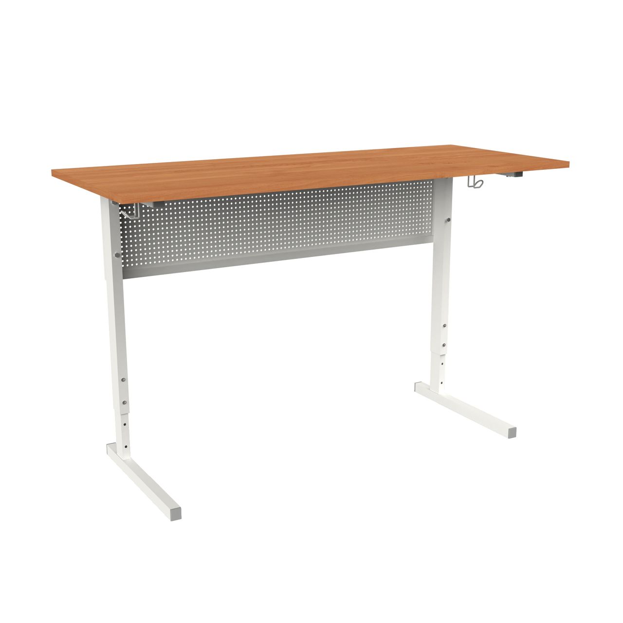 Стол ученический 2-местный регулируемый (Мод-ПЭ) белый RAL9016 Ольха 4-6 ЛДСП прямоугольная