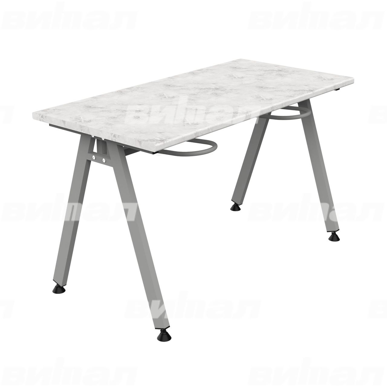 Стол обеденный 4-местный с универсальными кронштейнами «Л» серый RAL9006 Венеция 5 Пластик прямоугольная