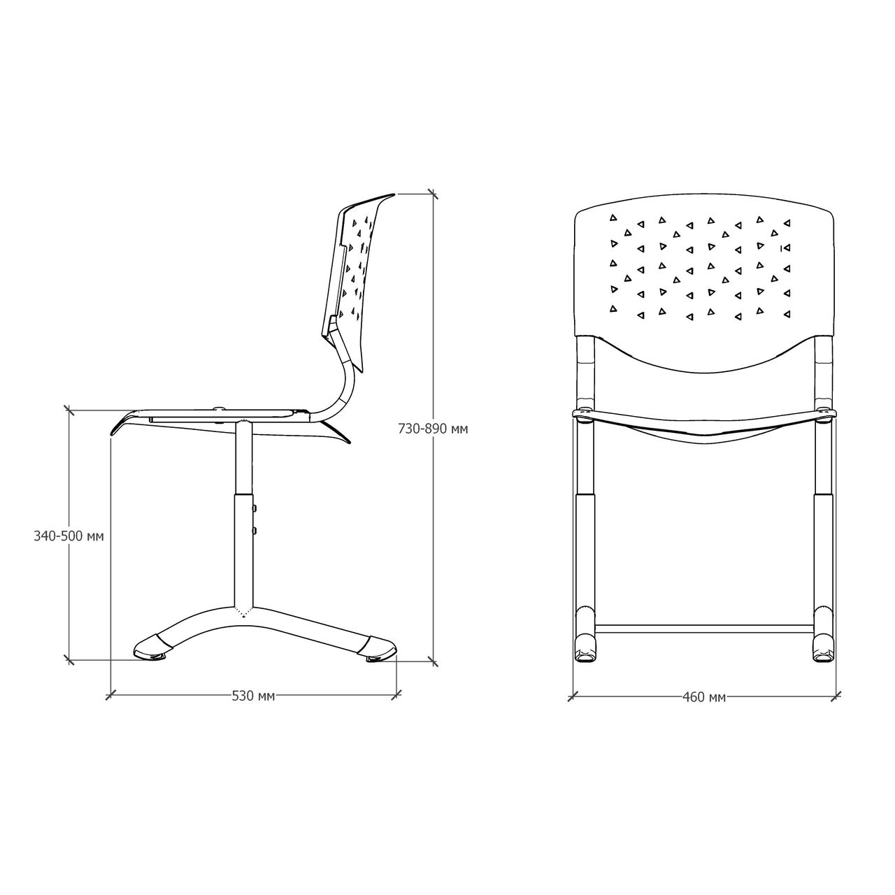 Стул ученический регулируемый «Призма» на круглой трубе