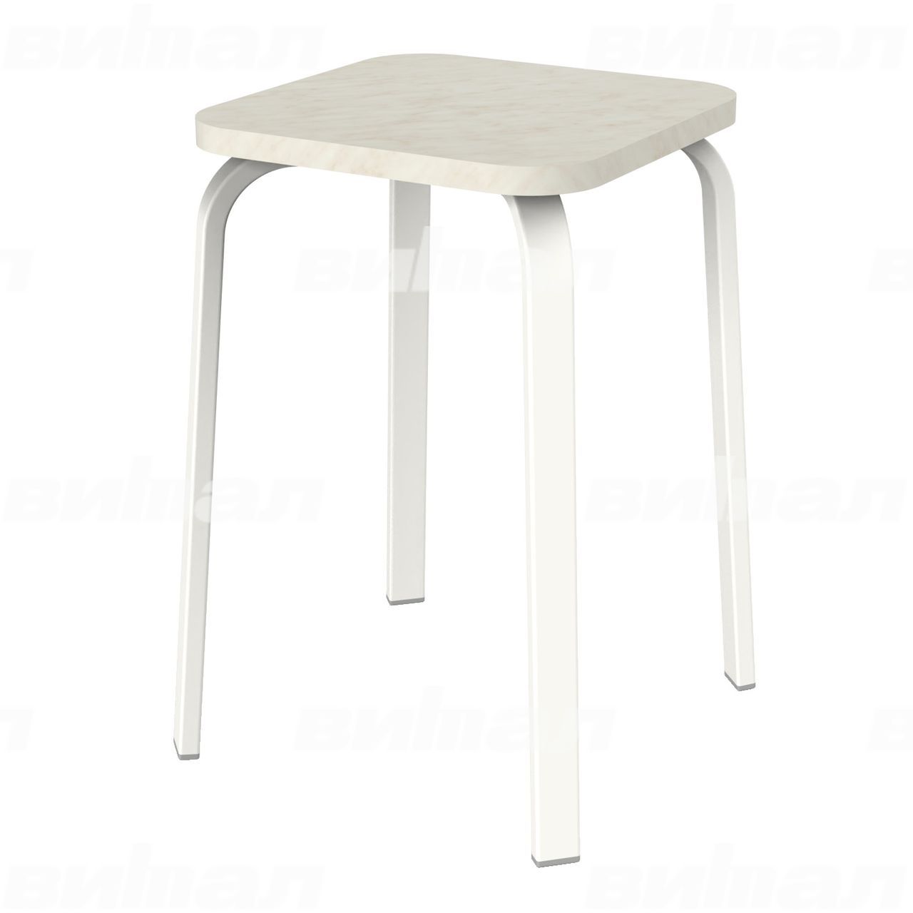 Табурет для столовой 30x15 белый RAL9016 Мрамор-каррара 5 Пластик прямоугольная
