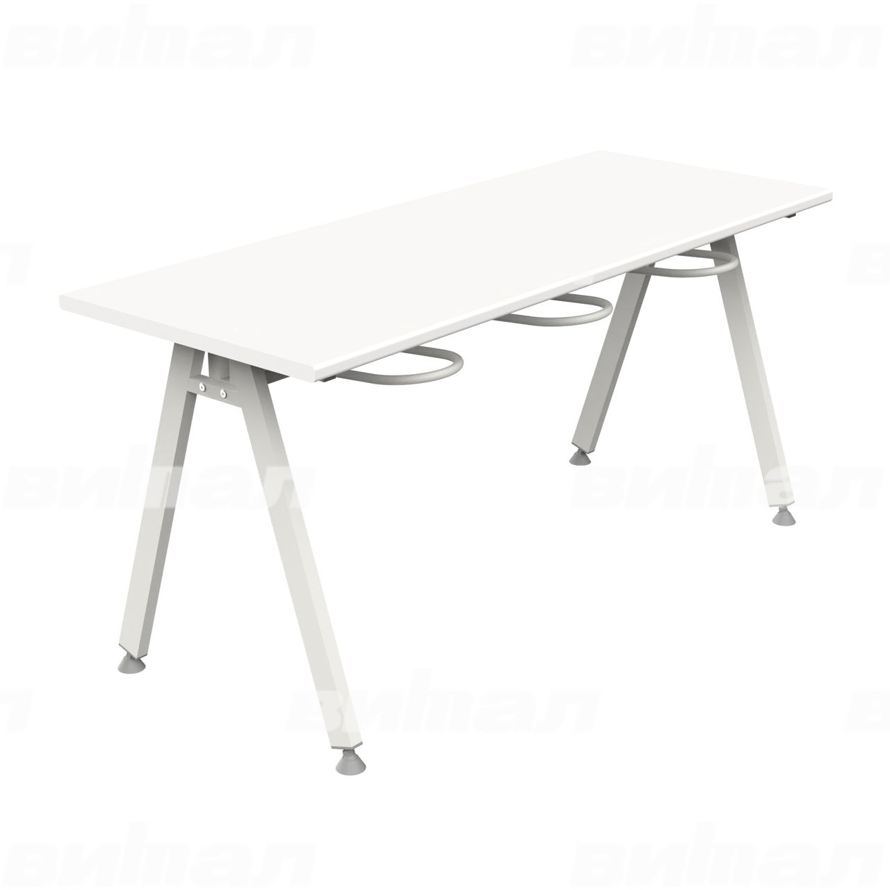 Стол обеденный 6-местный с универсальными кронштейнами «Л» белый RAL9016 Белый 6 Пластик прямоугольная