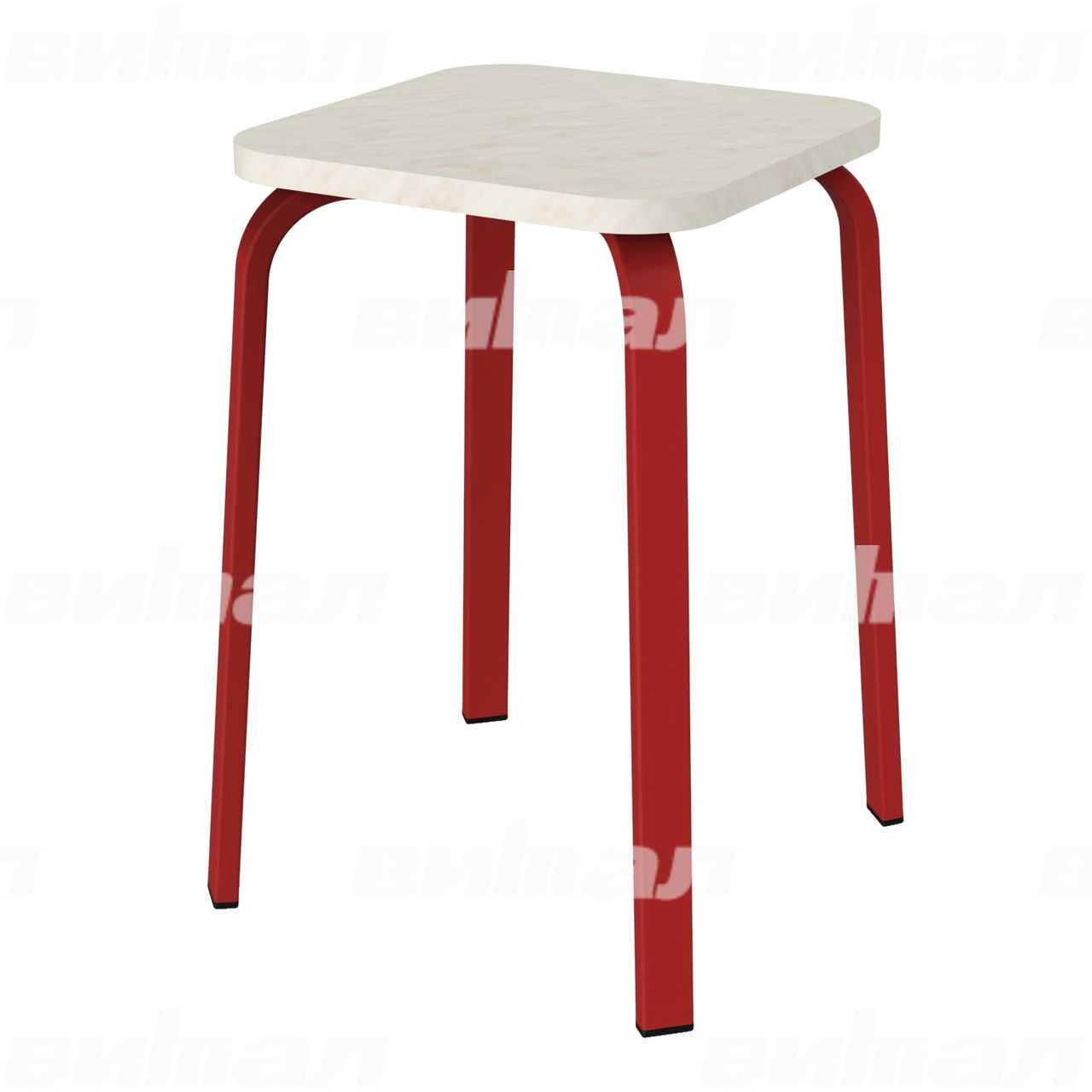 Табурет для столовой 30x15 красный RAL3002 Мрамор-каррара 5 Пластик прямоугольная