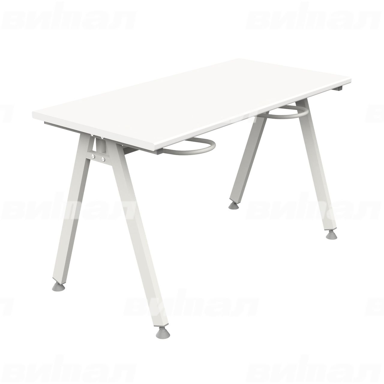 Стол обеденный 4-местный с универсальными кронштейнами «Л» белый RAL9016 Белый 5 Пластик прямоугольная