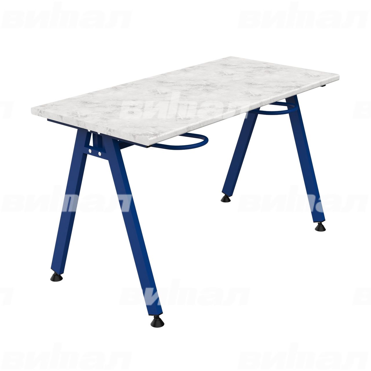 Стол обеденный 4-местный с универсальными кронштейнами «Л» синий  RAL5002 Венеция 5 Пластик прямоугольная