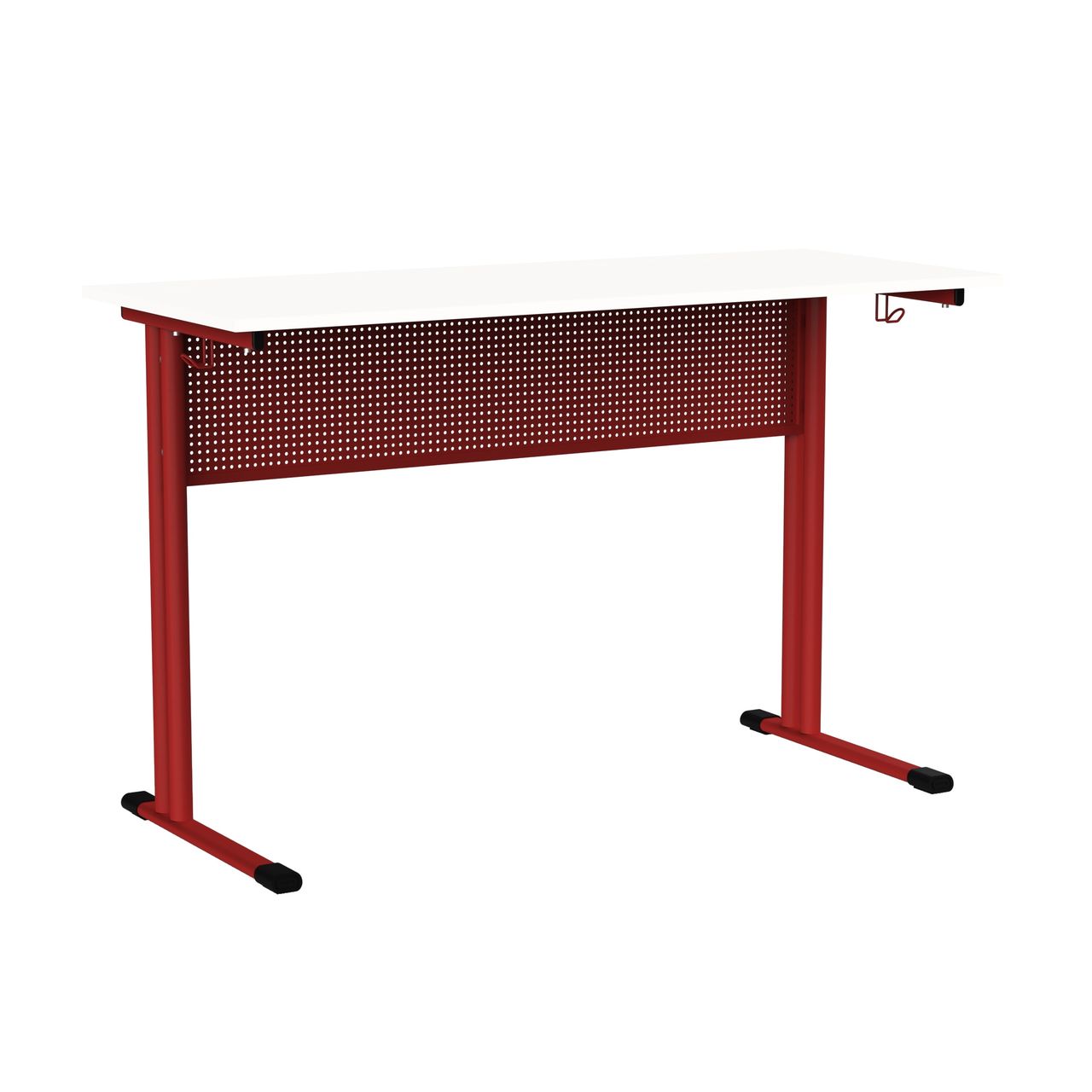 Стол ученический 2-местный нерегулируемый (Мод-ПЭ) красный RAL3002 Белый 7 ЛДСП круглая