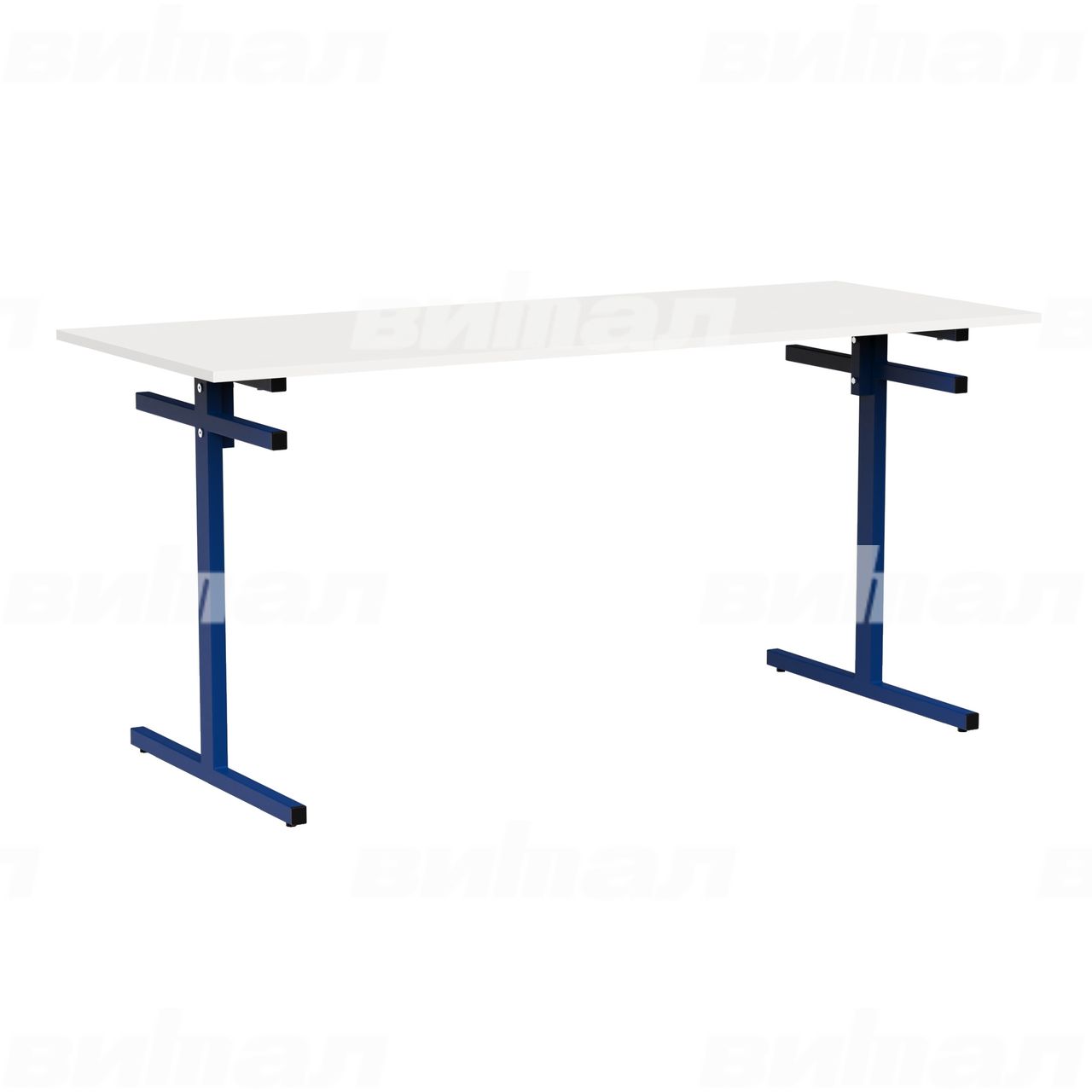 Стол для столовой 6-местный для скамеек синий  RAL5002 Белый 6 Пластик