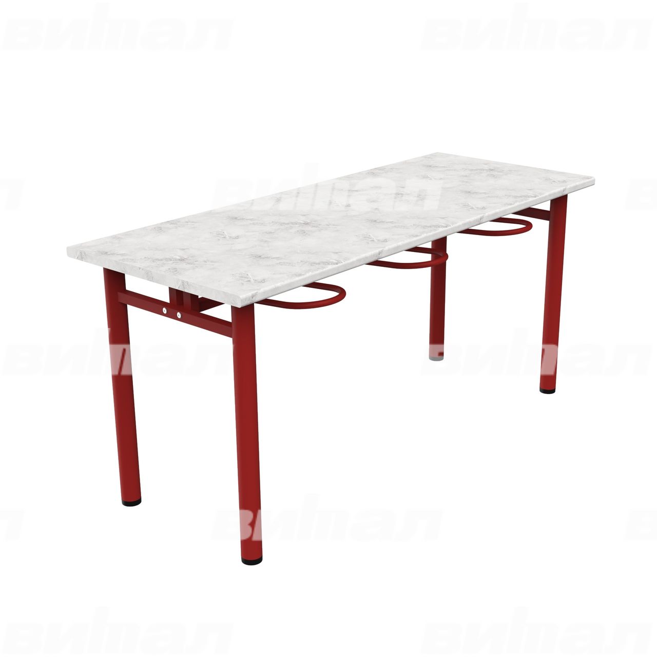 Стол обеденный шестиместный с универсальными кронштейнами красный RAL3002 Венеция Пластик