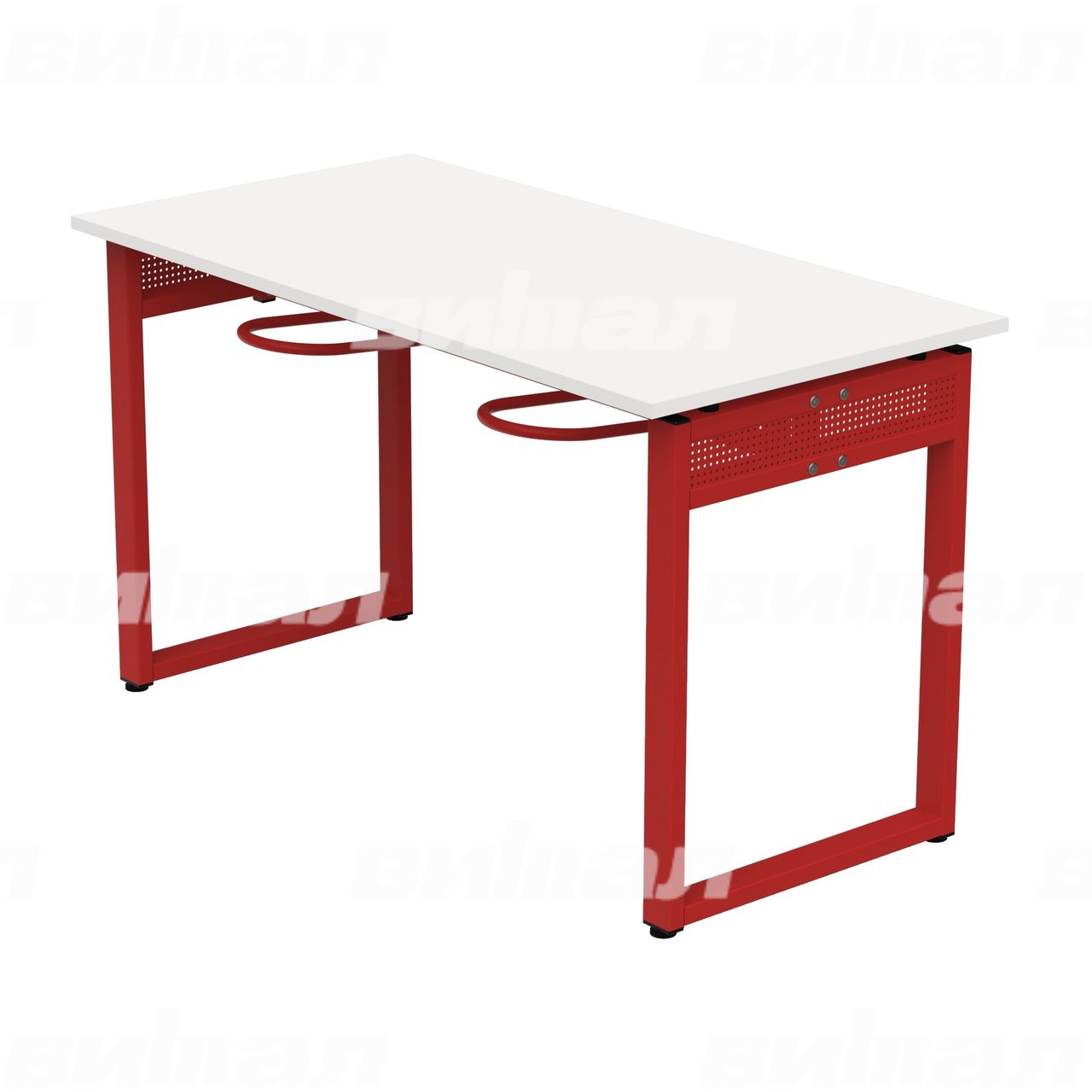 Стол обеденный 4-местный с универсальными кронштейнами «Фьюжн» красный RAL3002 Белый 6 Пластик прямоугольная