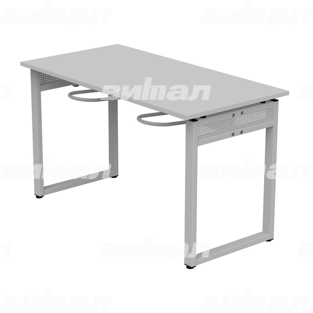 Стол обеденный 4-местный с универсальными кронштейнами «Фьюжн» серый RAL9006 Серый 6 Пластик прямоугольная