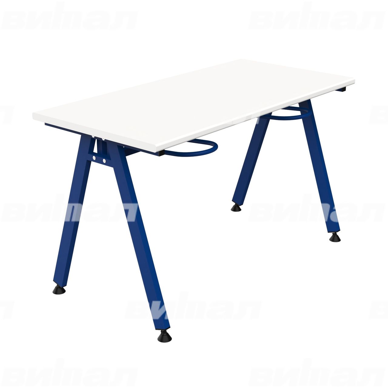 Стол обеденный 4-местный с универсальными кронштейнами «Л» синий  RAL5002 Белый 5 Пластик прямоугольная