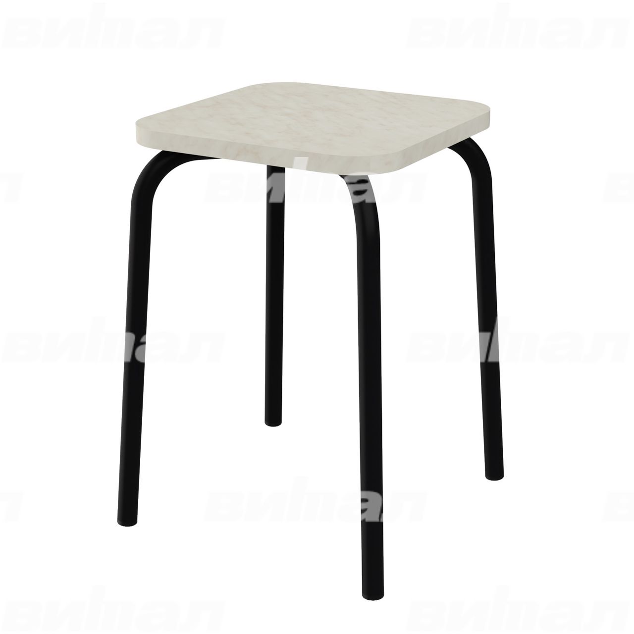 Табурет для столовой черный  RAL9005 Мрамор-каррара Пластик