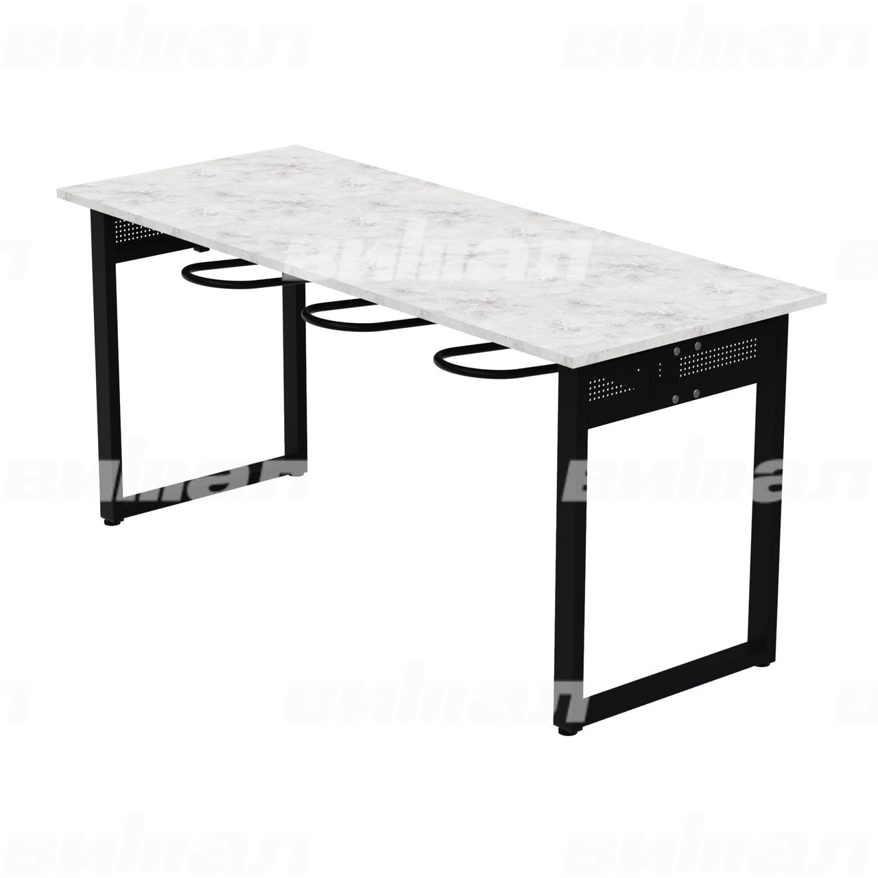 Стол обеденный 6-местный с универсальными кронштейнами «Фьюжн» черный  RAL9005 Венеция 5 Пластик прямоугольная