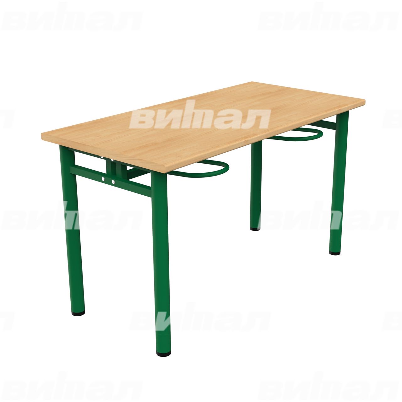 Стол обеденный четырехместный с универсальными кронштейнами зеленый RAL6029 Бук Пластик