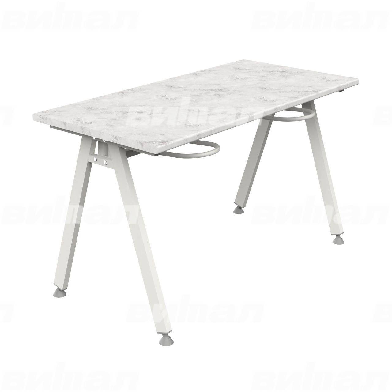 Стол обеденный 4-местный с универсальными кронштейнами «Л» белый RAL9016 Венеция 6 Пластик прямоугольная