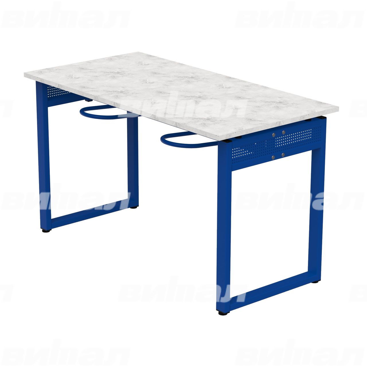 Стол обеденный 4-местный с универсальными кронштейнами «Фьюжн» синий  RAL5002 Венеция 5 Пластик прямоугольная