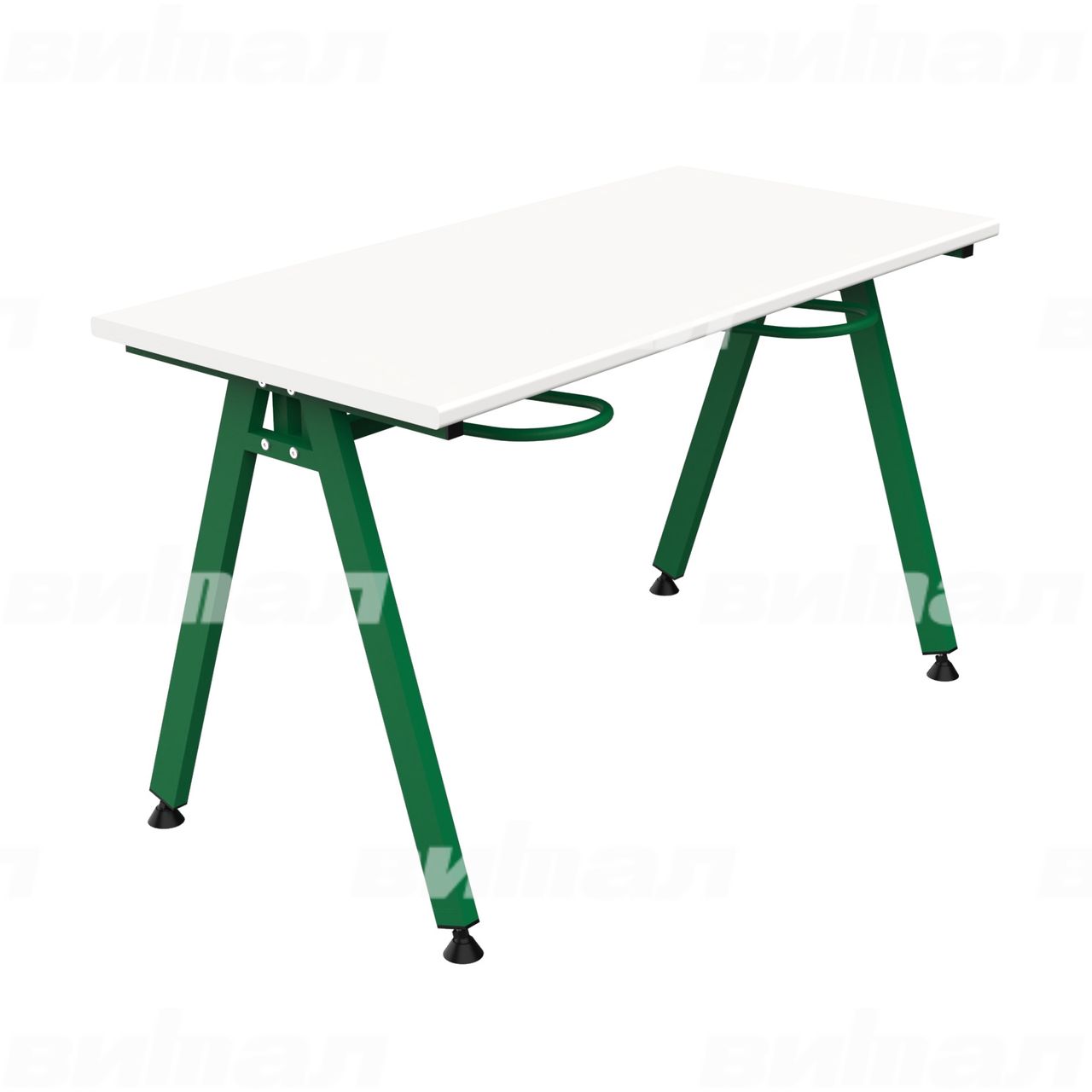 Стол обеденный 4-местный с универсальными кронштейнами «Л» зеленый RAL6029 Белый 5 Пластик прямоугольная