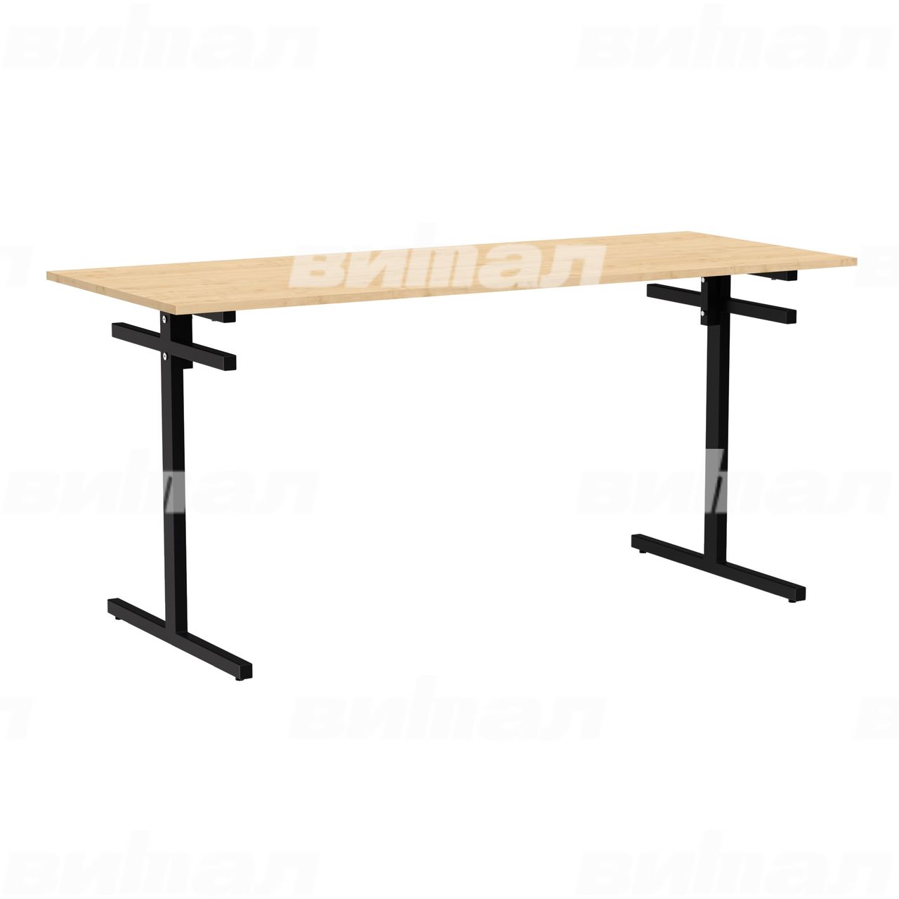 Стол для столовой 6-местный для скамеек черный  RAL9005 Клен 5 Пластик