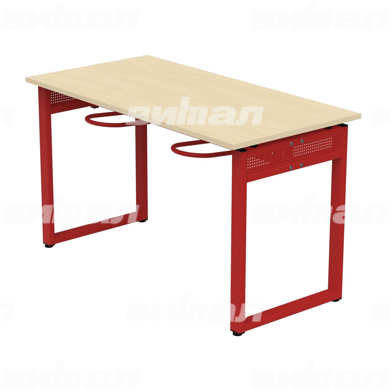 Стол обеденный 4-местный с универсальными кронштейнами «Фьюжн» красный RAL3002 Береза 6 Пластик прямоугольная