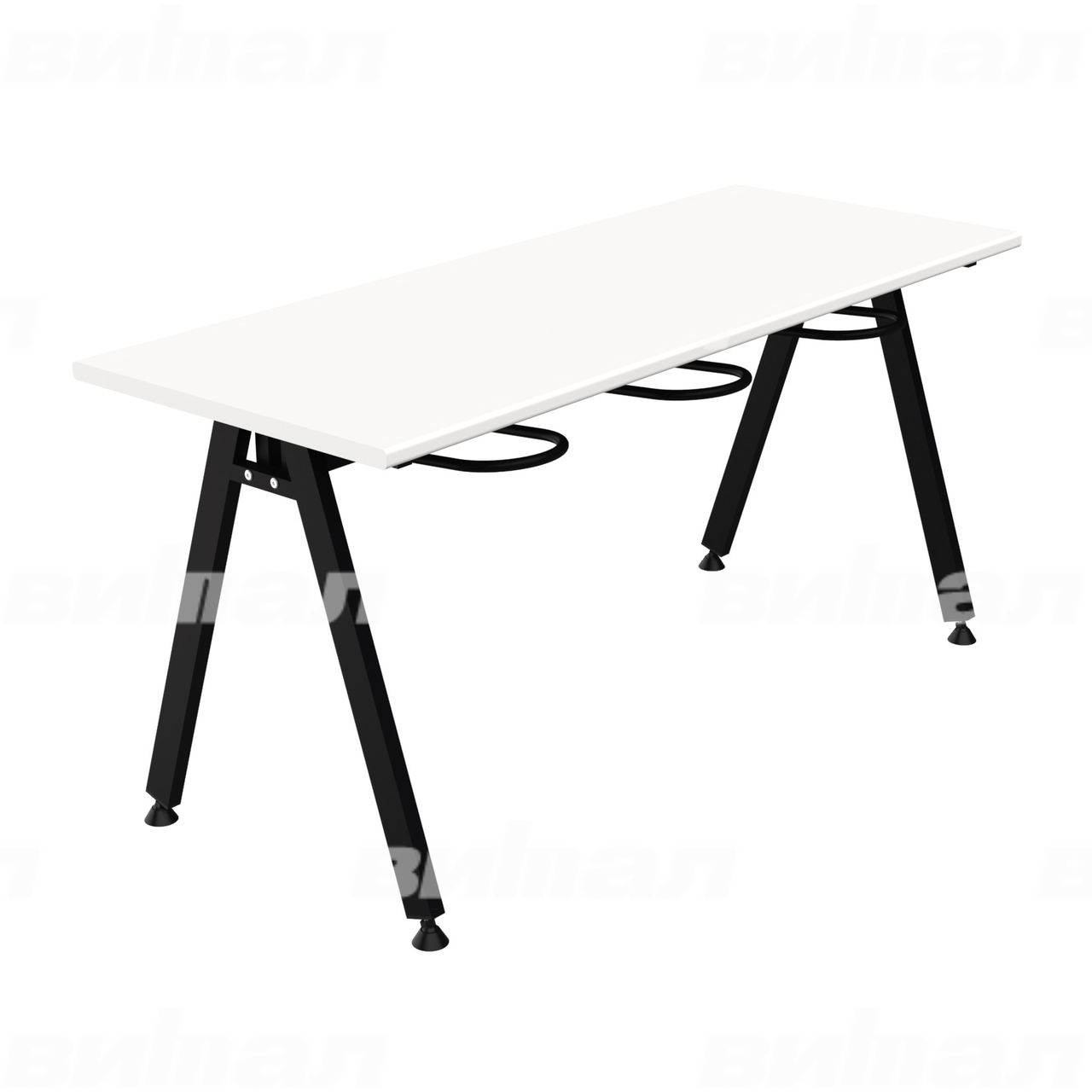 Стол обеденный 6-местный с универсальными кронштейнами «Л» черный  RAL9005 Белый 6 Пластик прямоугольная