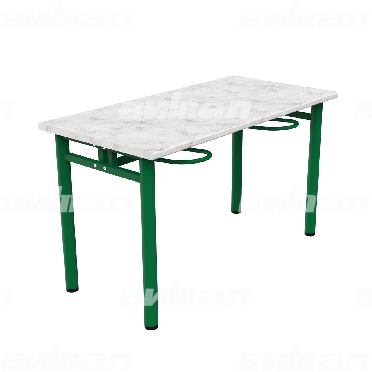 Стол обеденный четырехместный с универсальными кронштейнами зеленый RAL6029 Венеция Пластик