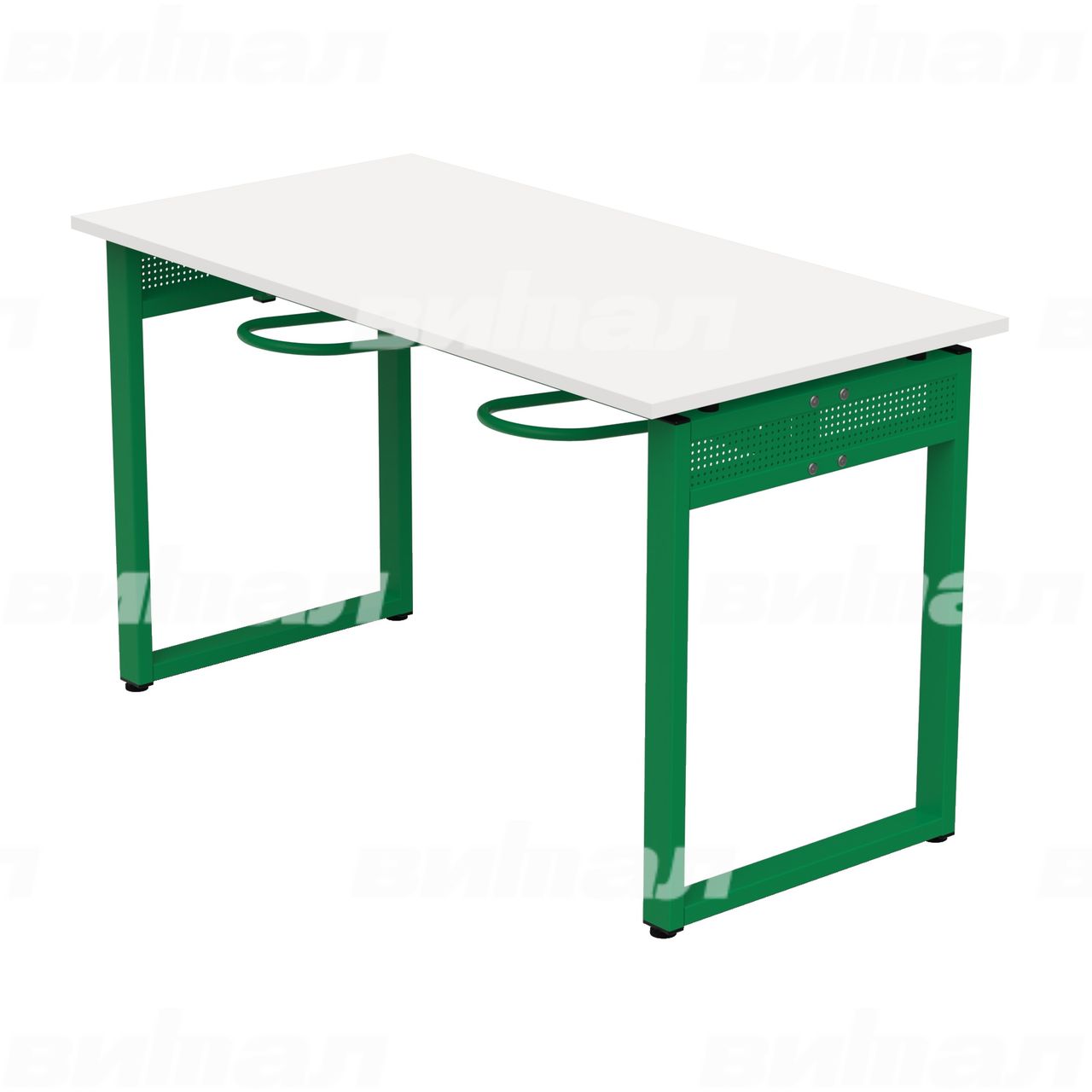 Стол обеденный 4-местный с универсальными кронштейнами «Фьюжн» зеленый RAL6029 Белый 6 Пластик прямоугольная