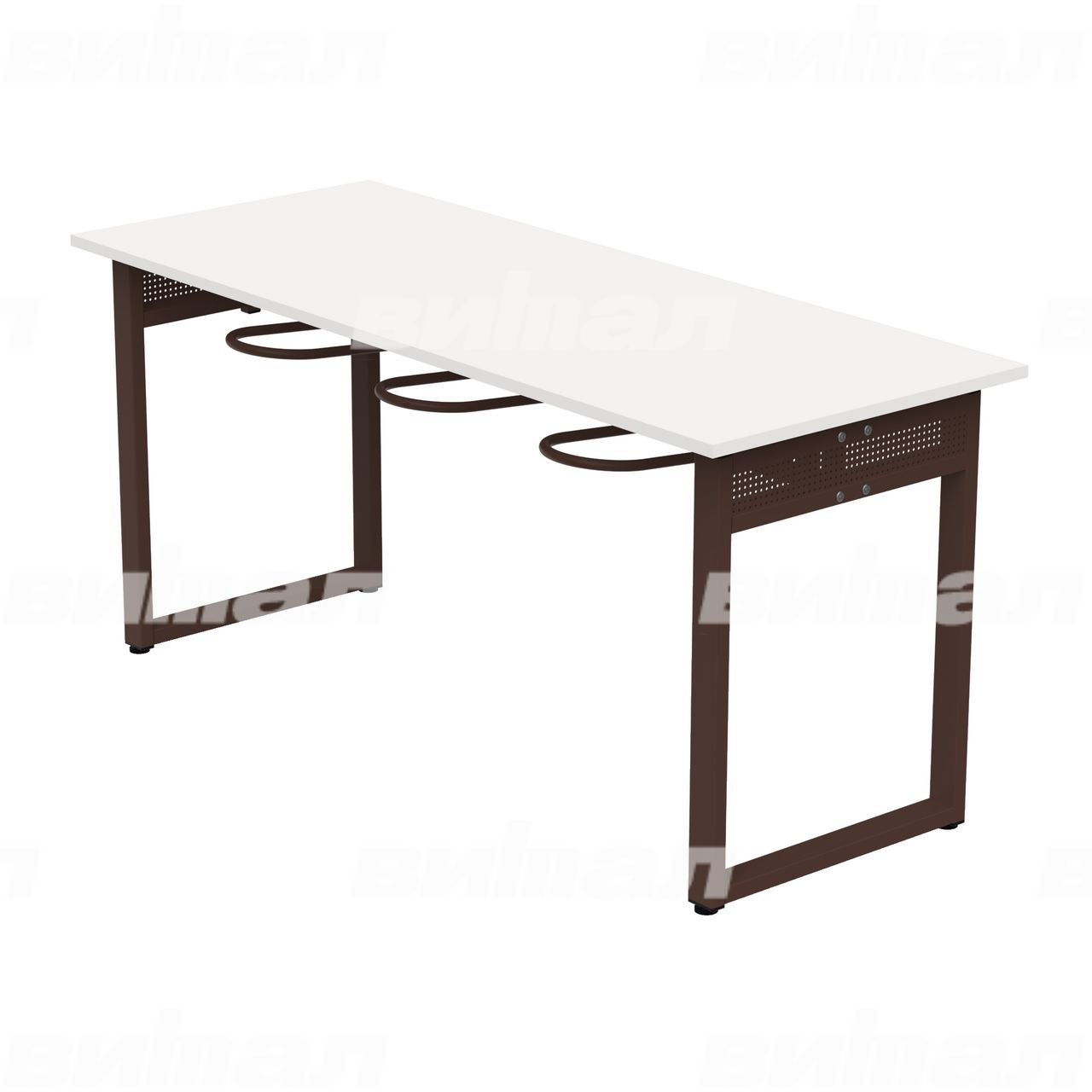 Стол обеденный 6-местный с универсальными кронштейнами «Фьюжн» коричневый RAL8017 Белый 6 Пластик прямоугольная