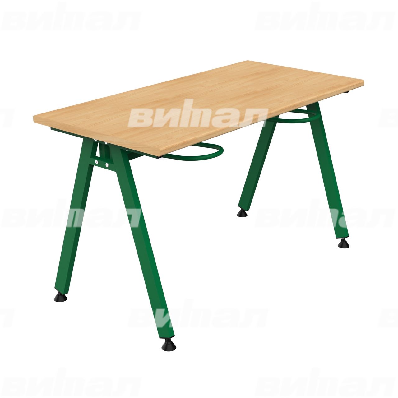 Стол обеденный 4-местный с универсальными кронштейнами «Л» зеленый RAL6029 Бук 6 Пластик прямоугольная