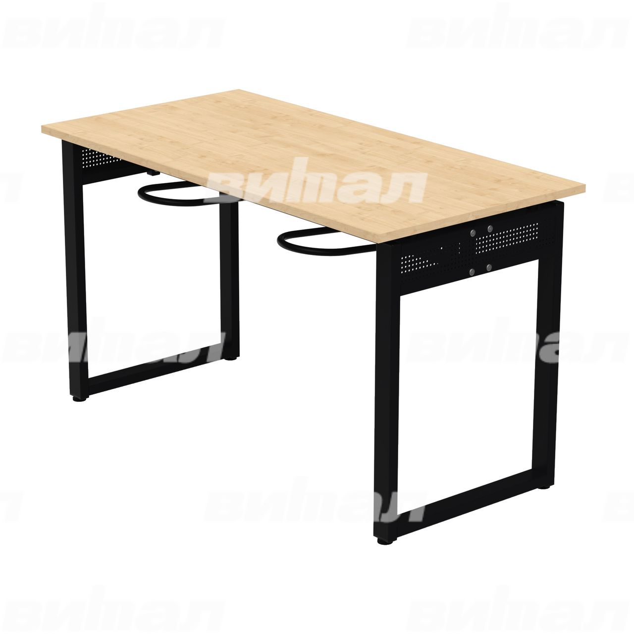 Стол обеденный 4-местный с универсальными кронштейнами «Фьюжн» черный  RAL9005 Клен 5 Пластик прямоугольная