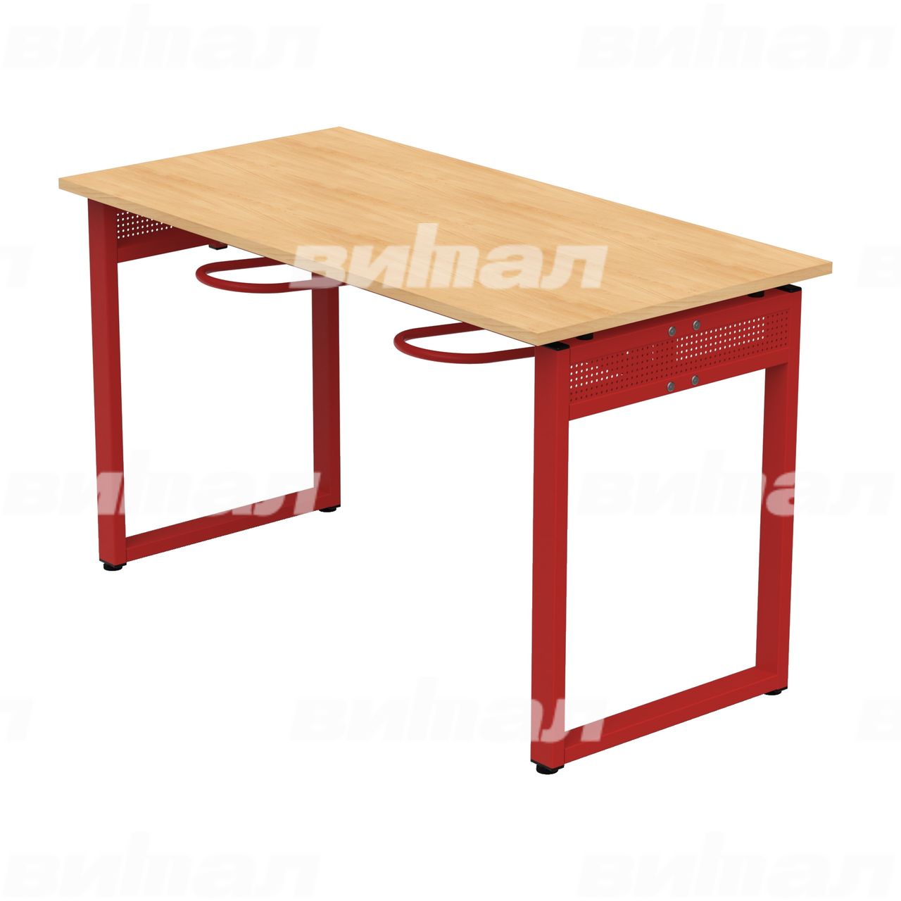 Стол обеденный 4-местный с универсальными кронштейнами «Фьюжн» красный RAL3002 Бук 5 Пластик прямоугольная