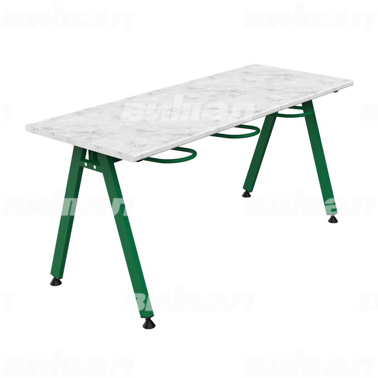 Стол обеденный 6-местный с универсальными кронштейнами «Л» зеленый RAL6029 Венеция 6 Пластик прямоугольная
