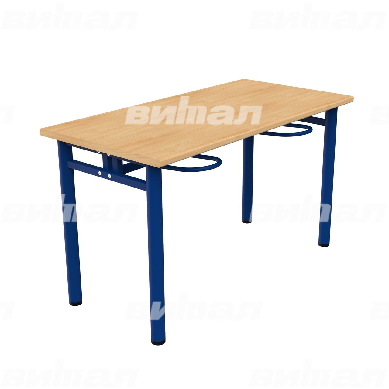 Стол обеденный четырехместный с универсальными кронштейнами синий  RAL5002 Бук Пластик