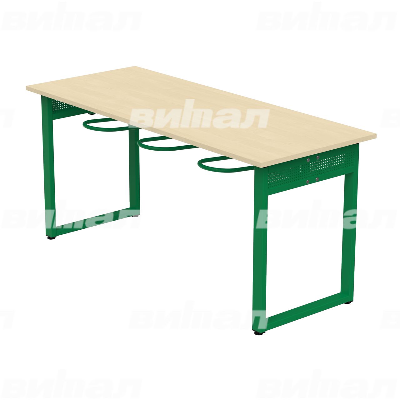 Стол обеденный 6-местный с универсальными кронштейнами «Фьюжн» зеленый RAL6029 Береза 5 Пластик прямоугольная