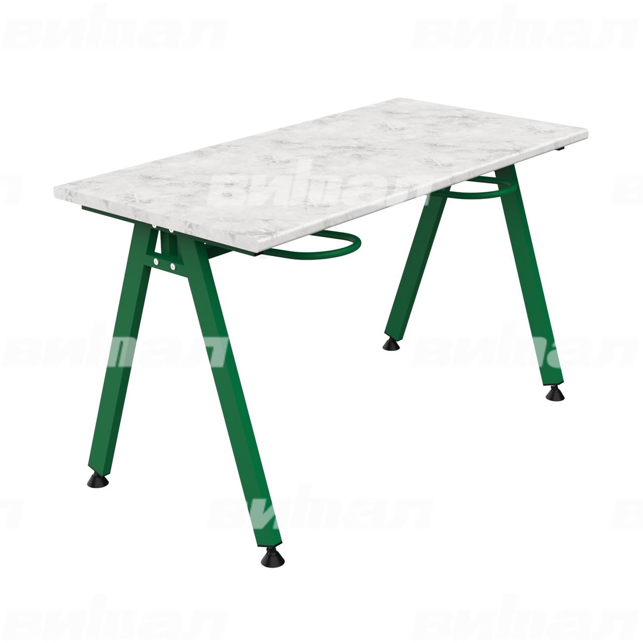 Стол обеденный 4-местный с универсальными кронштейнами «Л» зеленый RAL6029 Венеция 6 Пластик прямоугольная