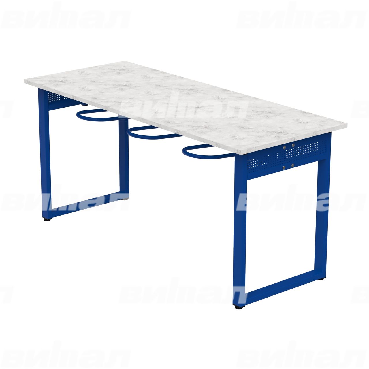 Стол обеденный 6-местный с универсальными кронштейнами «Фьюжн» синий  RAL5002 Венеция 6 Пластик прямоугольная