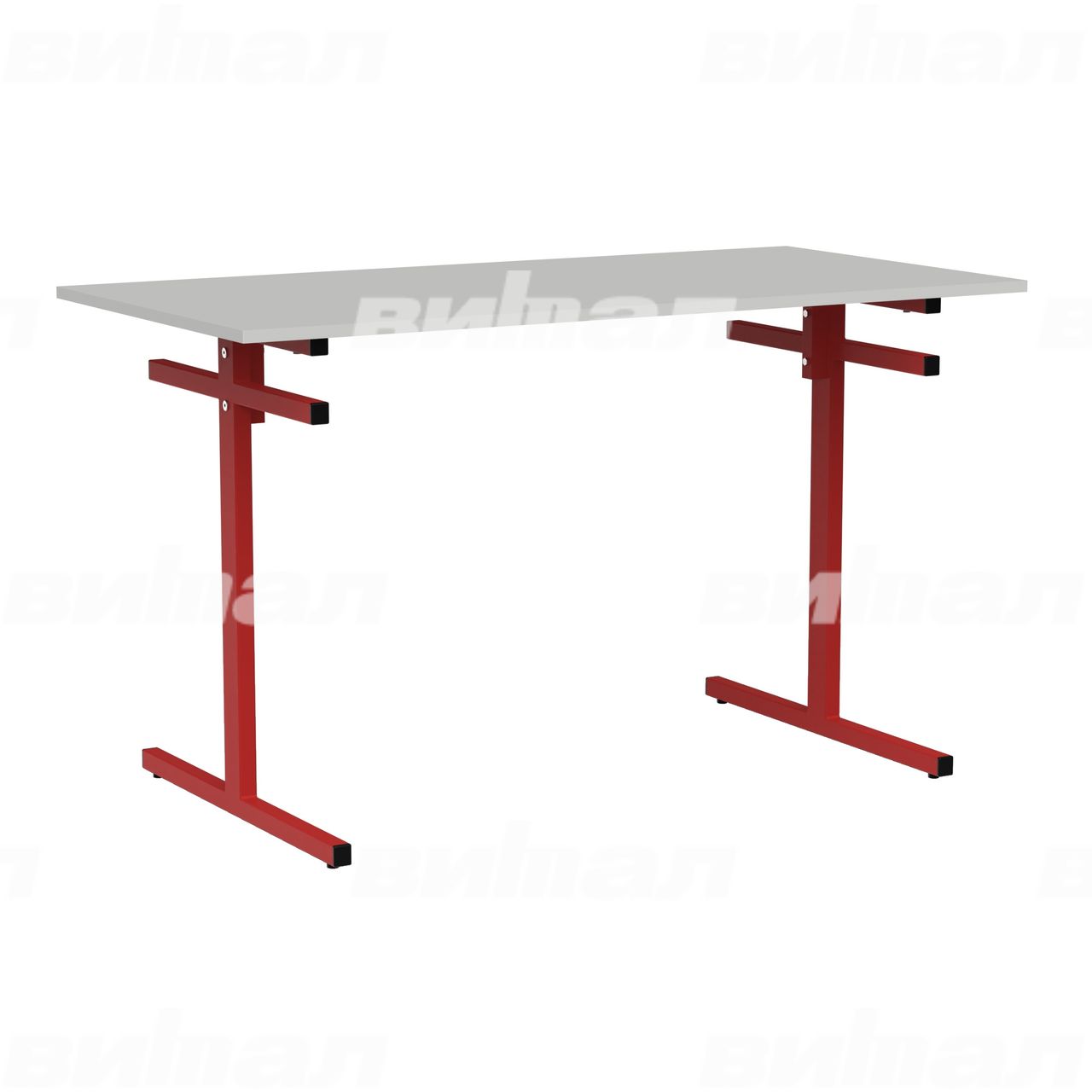 Стол для столовой 4-местный для скамеек красный RAL3002 Серый 6 Пластик