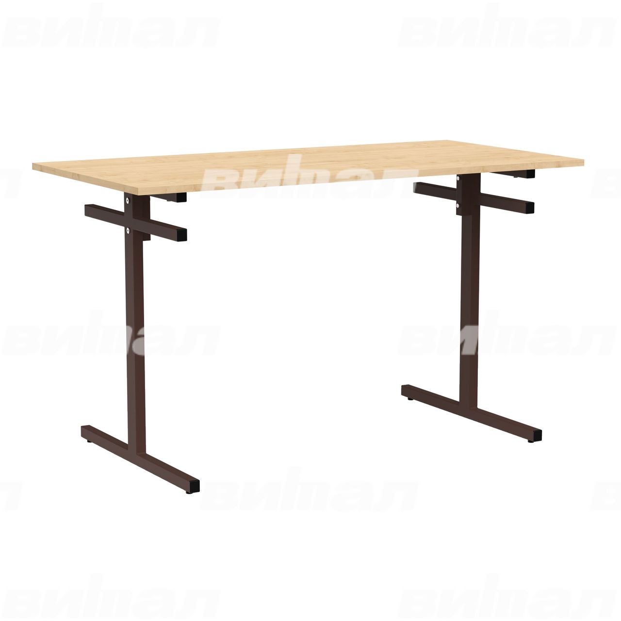 Стол для столовой 4-местный для скамеек коричневый RAL8017 Клен 6 Пластик