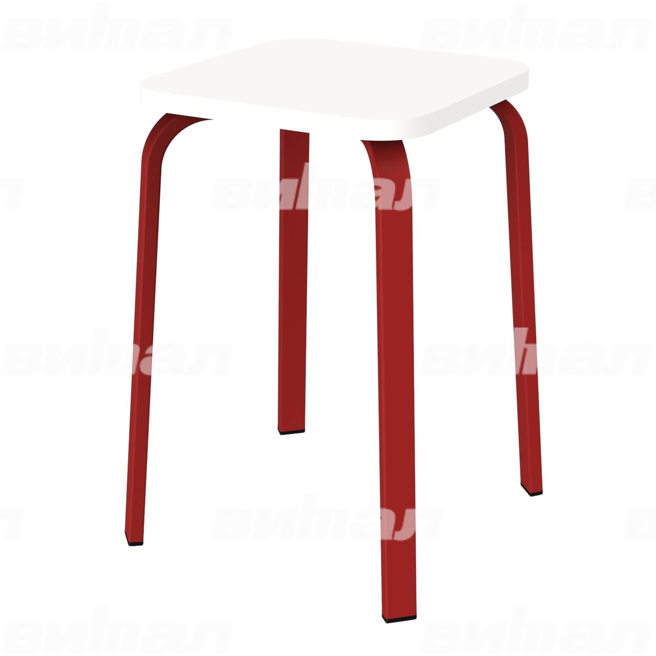 Табурет для столовой 30x15 красный RAL3002 Белый 6 Пластик прямоугольная