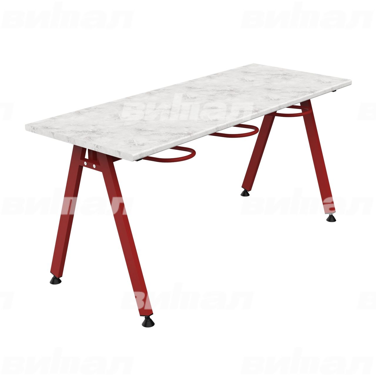 Стол обеденный 6-местный с универсальными кронштейнами «Л» красный RAL3002 Венеция 6 Пластик прямоугольная