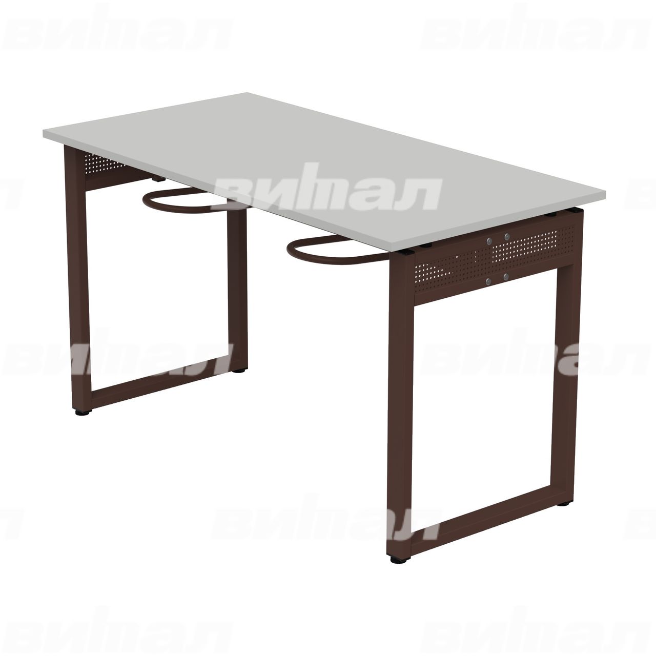 Стол обеденный 4-местный с универсальными кронштейнами «Фьюжн» коричневый RAL8017 Серый 6 Пластик прямоугольная