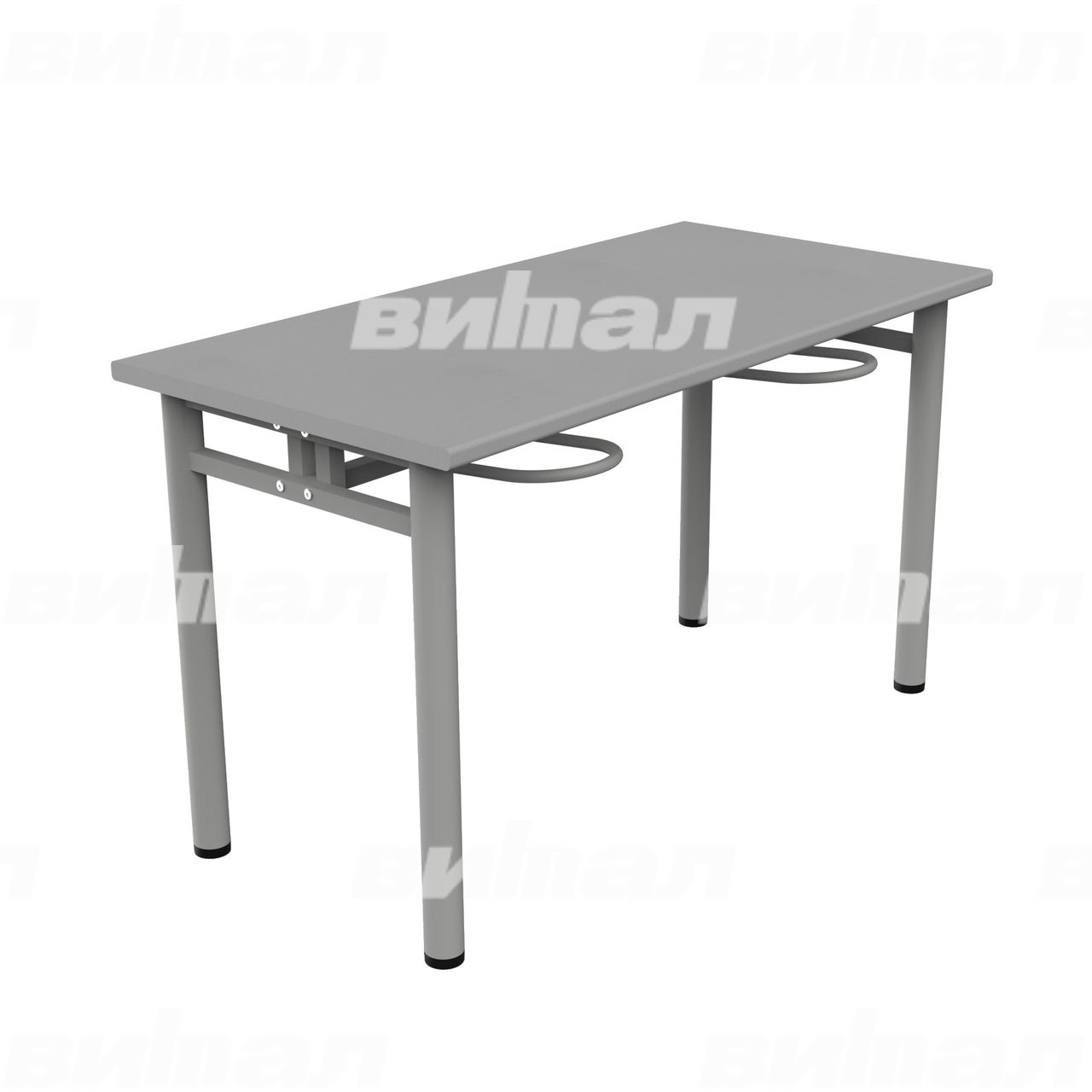 Стол обеденный четырехместный с универсальными кронштейнами серый RAL9006 Алюминий Пластик