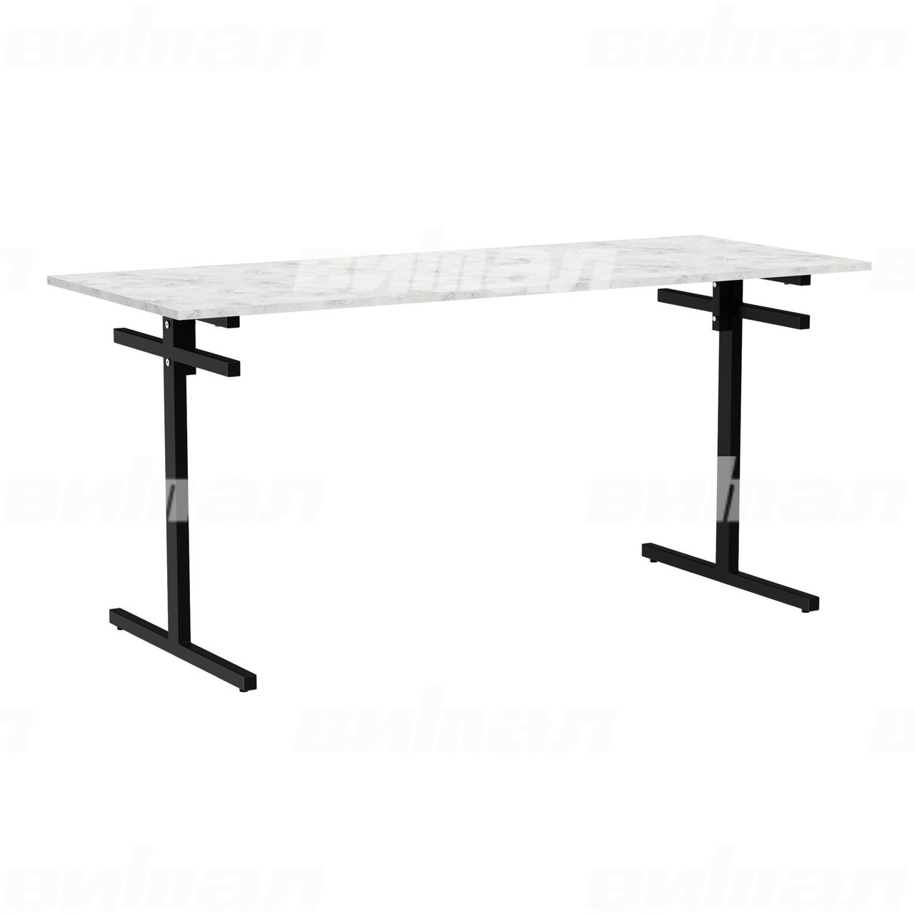 Стол для столовой 6-местный для скамеек черный  RAL9005 Венеция 5 Пластик