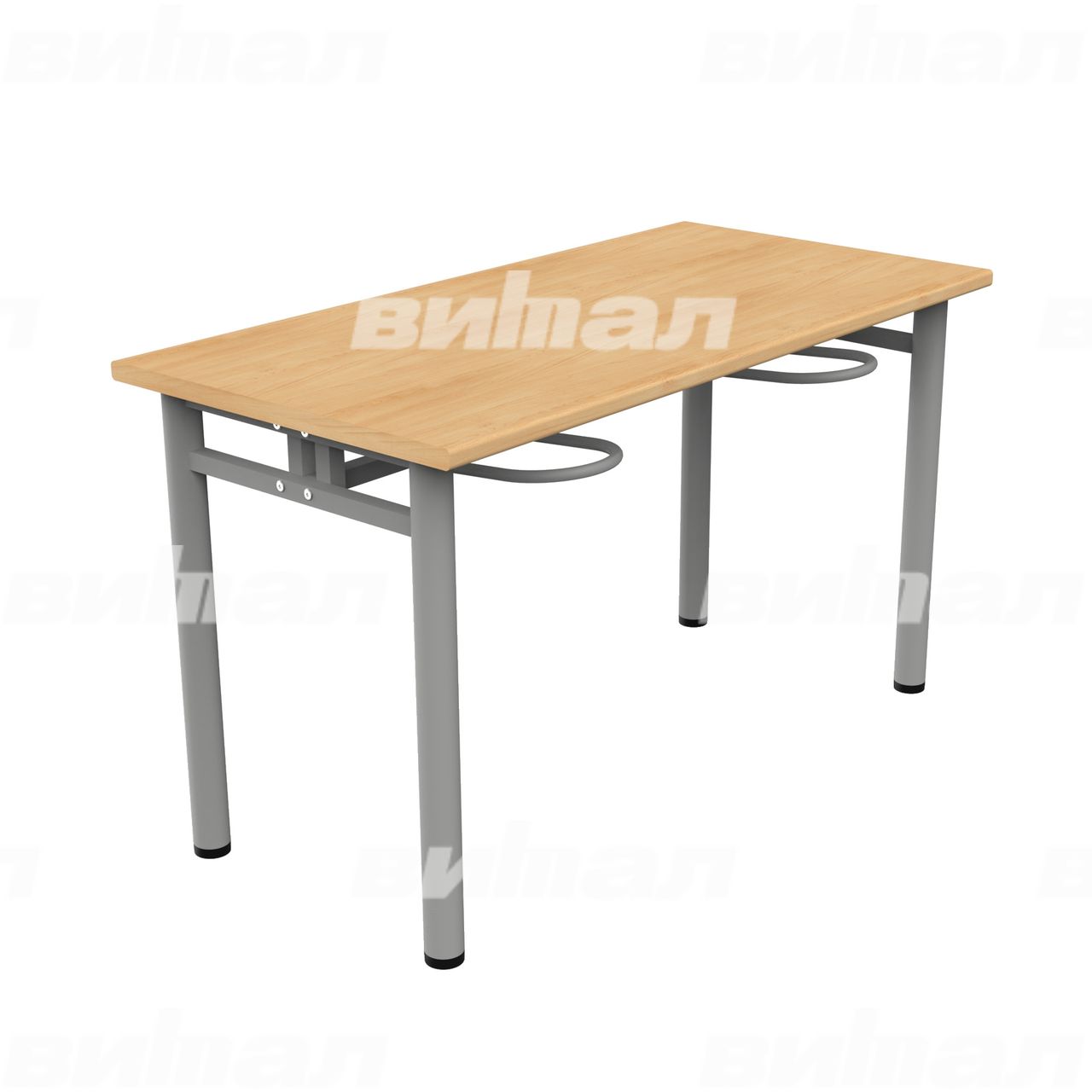Стол обеденный четырехместный с универсальными кронштейнами серый RAL9006 Бук Пластик