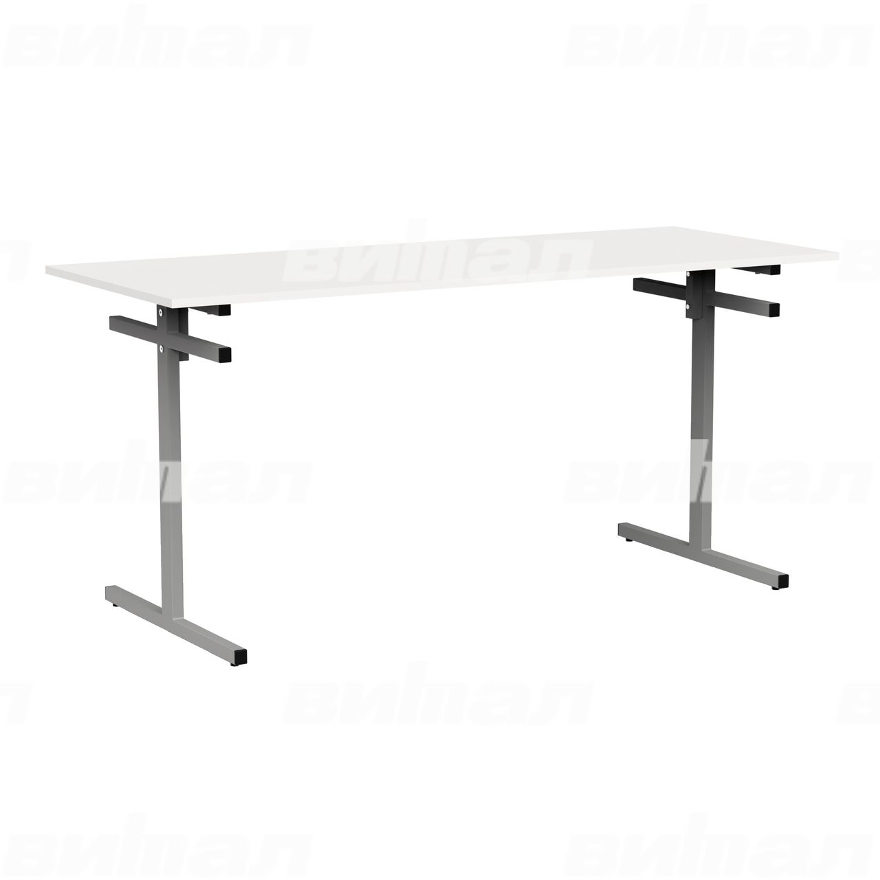 Стол для столовой 6-местный для скамеек серый RAL9006 Белый 6 Пластик