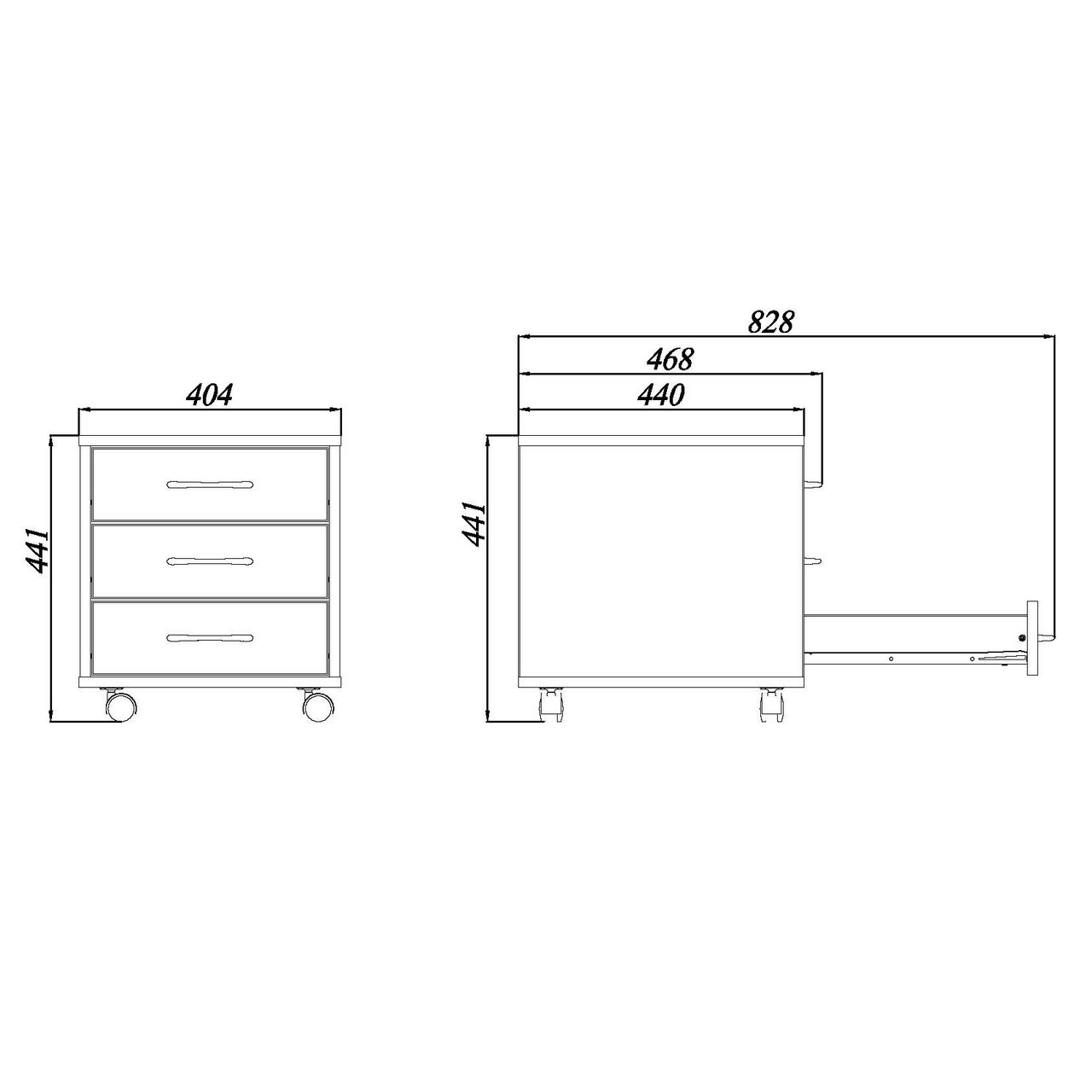 Тумба выкатная "Компакт"  (3 ящика)