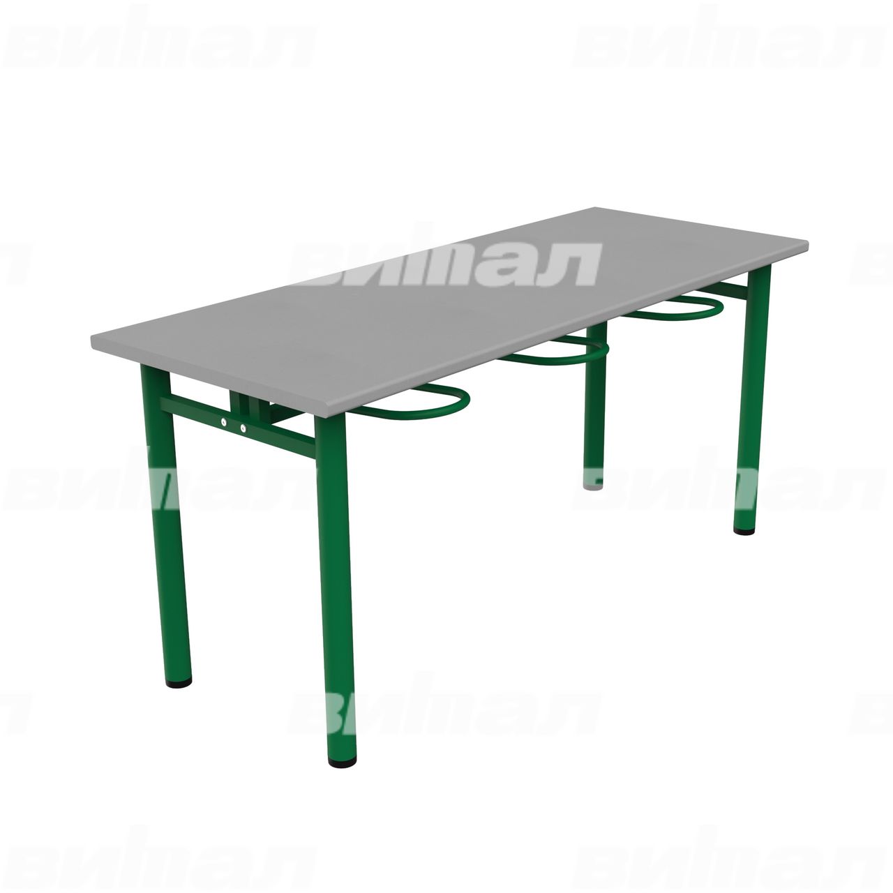 Стол обеденный шестиместный с универсальными кронштейнами зеленый RAL6029 Алюминий Пластик